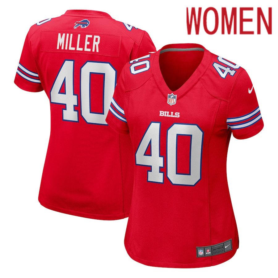 Women Buffalo Bills #40 Von Miller Nike Red Player NFL Jersey->women nfl jersey->Women Jersey